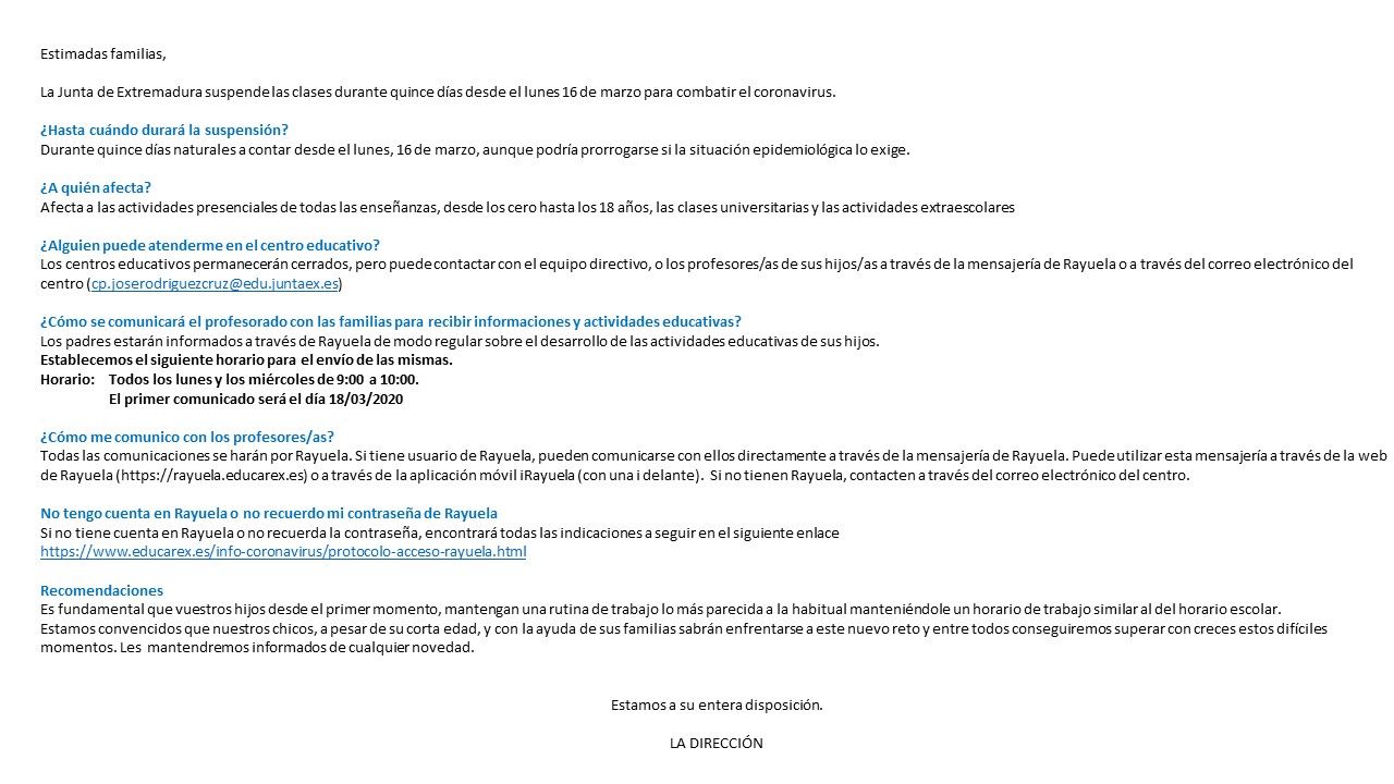 comunicado padres coronavirus 1