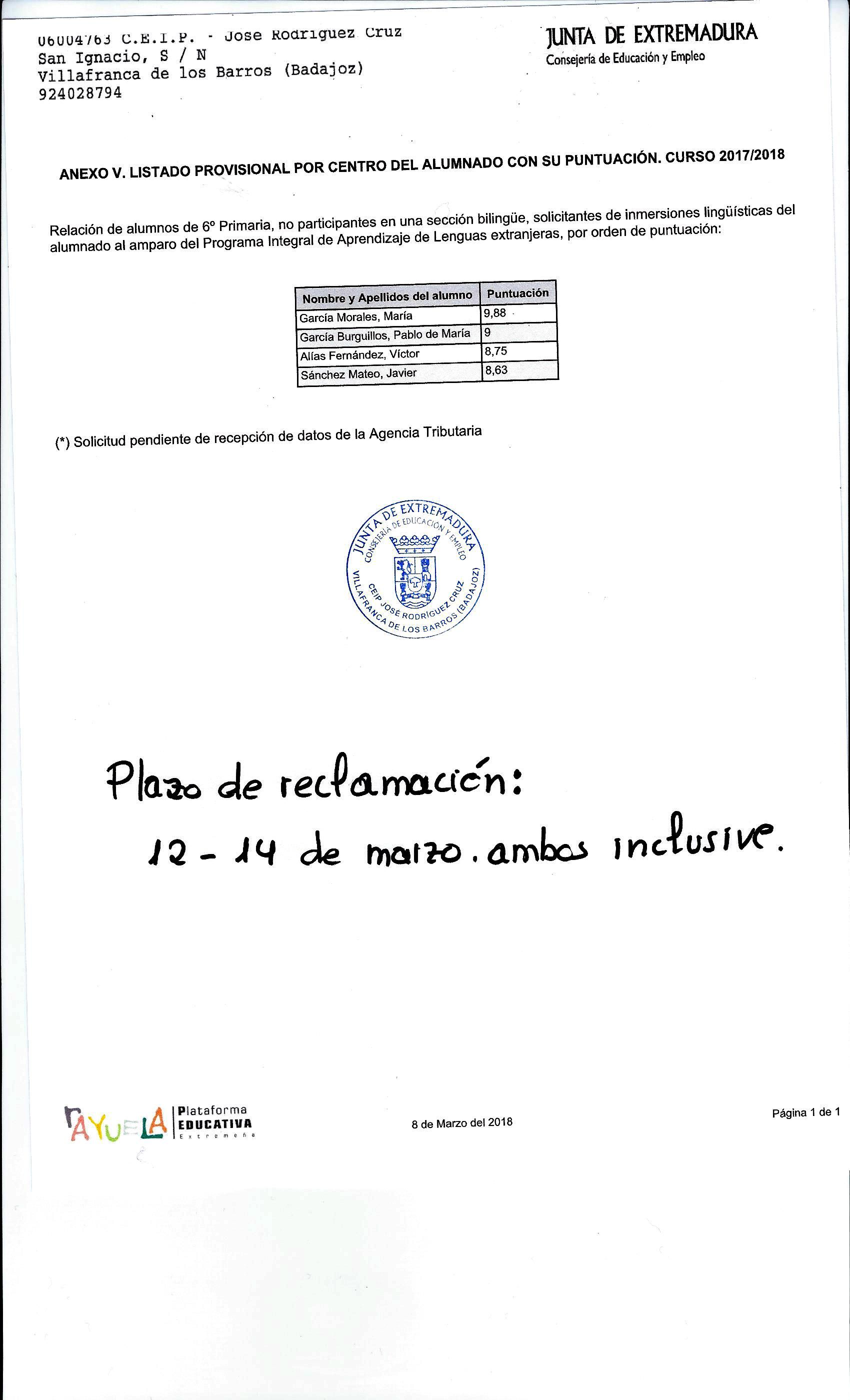 inmersiones linguisticas listado provisional