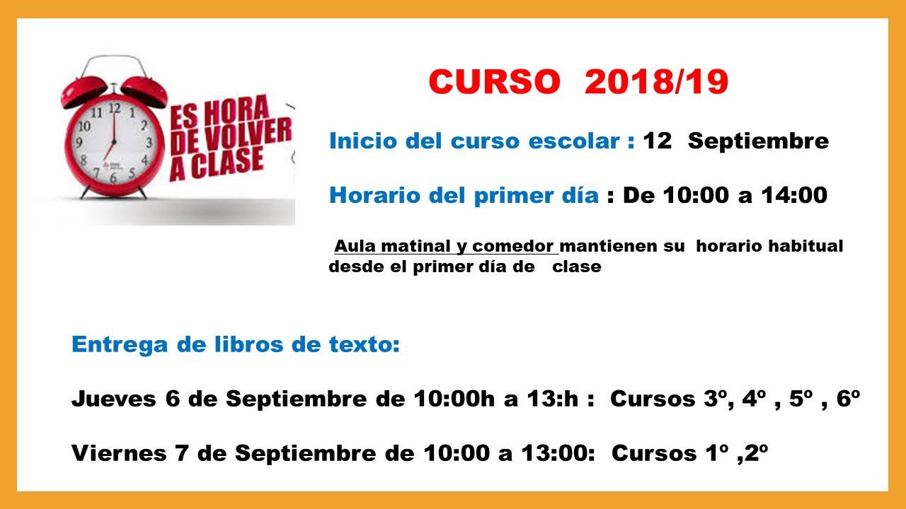 Inicio curso 2018 19